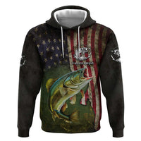 Personalized Walleye Fishing Zip Hoodie American Flag Background and Green Grunge Style Design - Wonder Print Shop