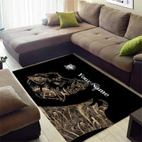 Personalized Boar Hunting Camouflage Area Rug Wild Hog Silhouette and Black Tactical Camo - Wonder Print Shop