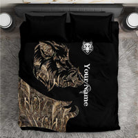 Personalized Boar Hunting Camouflage Bedding Set Wild Hog Silhouette and Black Tactical Camo - Wonder Print Shop