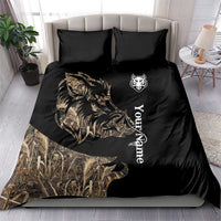 Personalized Boar Hunting Camouflage Bedding Set Wild Hog Silhouette and Black Tactical Camo - Wonder Print Shop