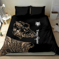 Personalized Boar Hunting Camouflage Bedding Set Wild Hog Silhouette and Black Tactical Camo - Wonder Print Shop
