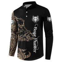 Personalized Boar Hunting Camouflage Button Sweatshirt Wild Hog Silhouette and Black Tactical Camo - Wonder Print Shop