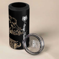 Personalized Boar Hunting Camouflage 4 in 1 Can Cooler Tumbler Wild Hog Silhouette and Black Tactical Camo - Wonder Print Shop