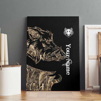 Personalized Boar Hunting Camouflage Canvas Wall Art Wild Hog Silhouette and Black Tactical Camo - Wonder Print Shop