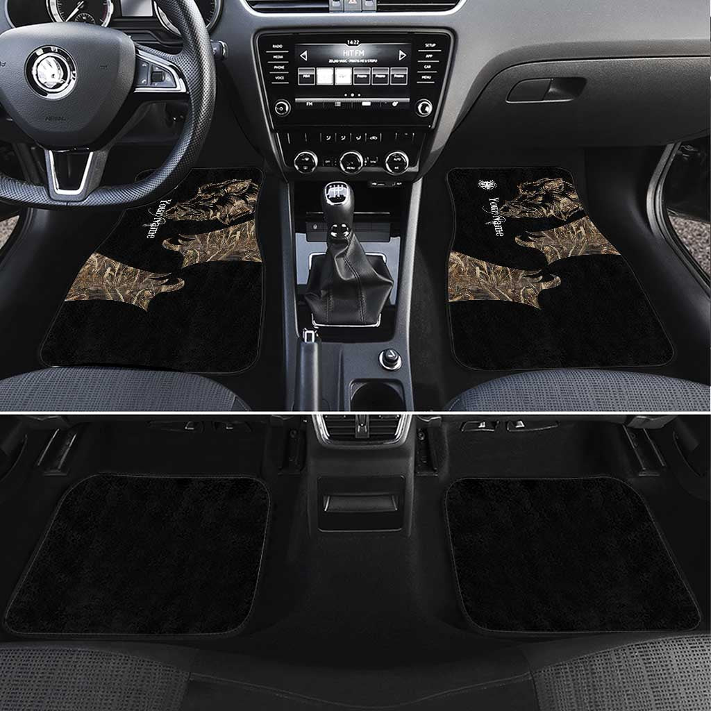 Personalized Boar Hunting Camouflage Car Mats Wild Hog Silhouette and Black Tactical Camo - Wonder Print Shop