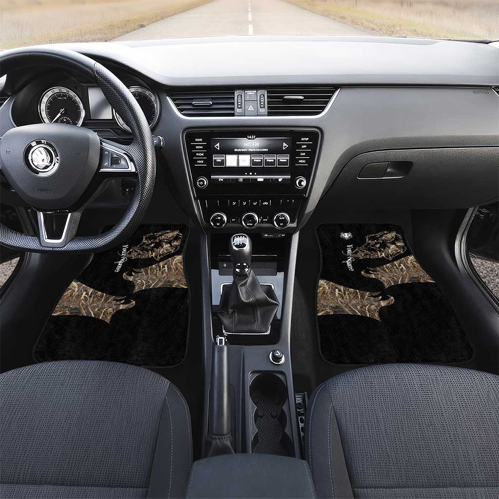 Personalized Boar Hunting Camouflage Car Mats Wild Hog Silhouette and Black Tactical Camo - Wonder Print Shop
