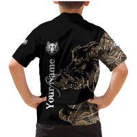 Personalized Boar Hunting Camouflage Family Matching Mermaid Dress and Hawaiian Shirt Wild Hog Silhouette and Black Tactical Camo - Wonder Print Shop
