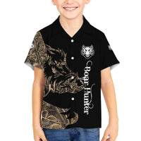 Personalized Boar Hunting Camouflage Family Matching Off The Shoulder Long Sleeve Dress and Hawaiian Shirt Wild Hog Silhouette and Black Tactical Camo - Wonder Print Shop