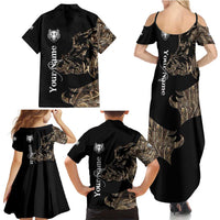 Personalized Boar Hunting Camouflage Family Matching Summer Maxi Dress and Hawaiian Shirt Wild Hog Silhouette and Black Tactical Camo - Wonder Print Shop