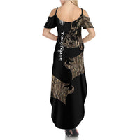 Personalized Boar Hunting Camouflage Family Matching Summer Maxi Dress and Hawaiian Shirt Wild Hog Silhouette and Black Tactical Camo - Wonder Print Shop