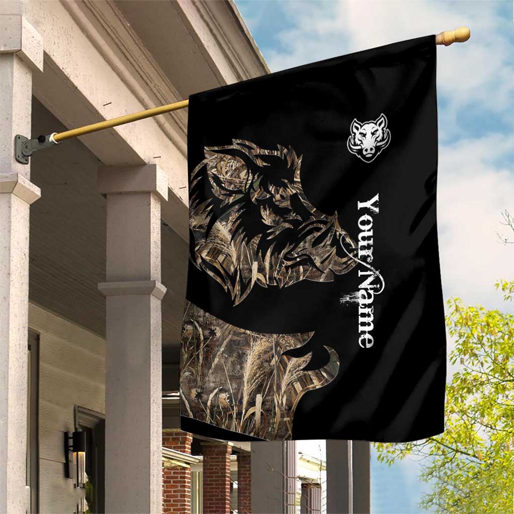 Personalized Boar Hunting Camouflage Garden Flag Wild Hog Silhouette and Black Tactical Camo - Wonder Print Shop