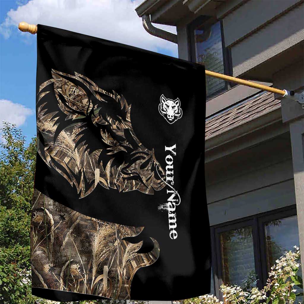 Personalized Boar Hunting Camouflage Garden Flag Wild Hog Silhouette and Black Tactical Camo - Wonder Print Shop