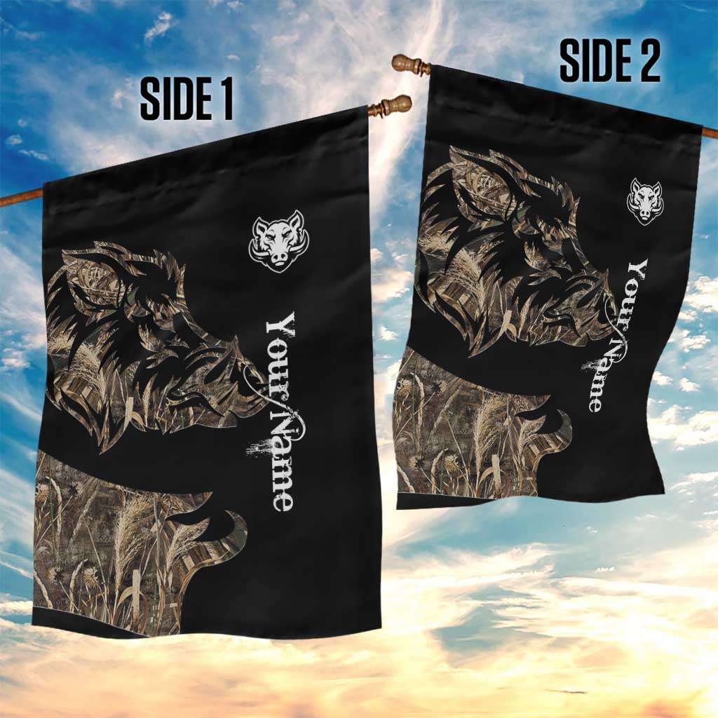 Personalized Boar Hunting Camouflage Garden Flag Wild Hog Silhouette and Black Tactical Camo - Wonder Print Shop