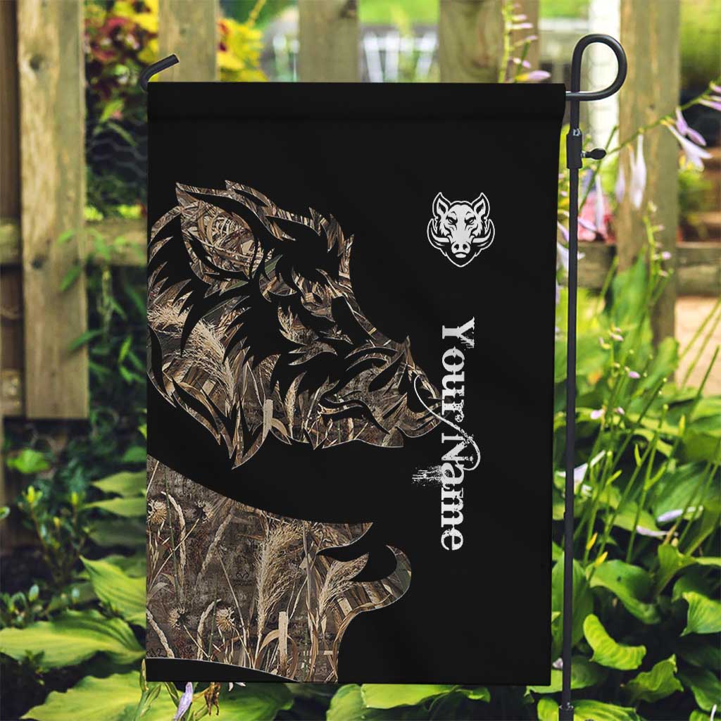 Personalized Boar Hunting Camouflage Garden Flag Wild Hog Silhouette and Black Tactical Camo - Wonder Print Shop