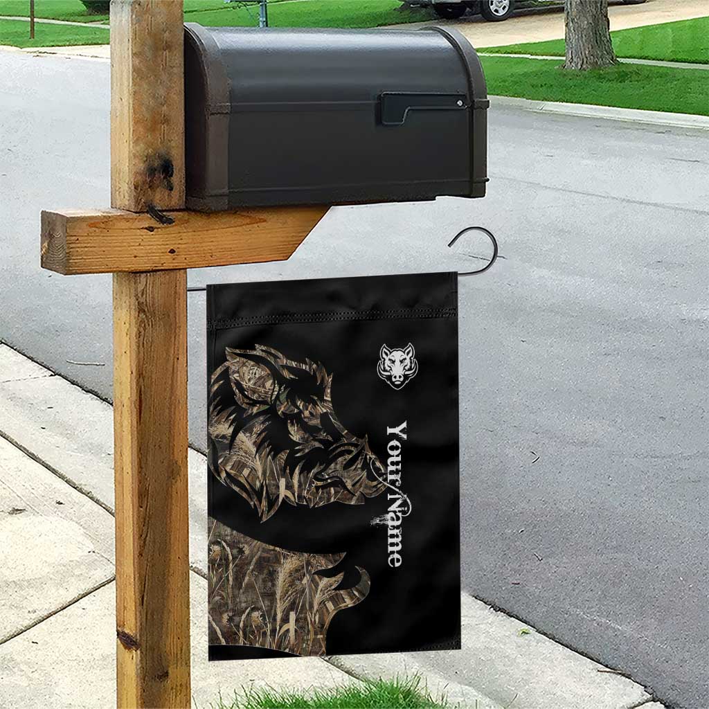 Personalized Boar Hunting Camouflage Garden Flag Wild Hog Silhouette and Black Tactical Camo - Wonder Print Shop