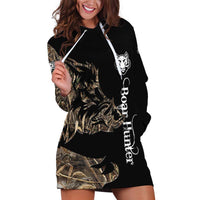 Personalized Boar Hunting Camouflage Hoodie Dress Wild Hog Silhouette and Black Tactical Camo - Wonder Print Shop