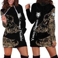 Personalized Boar Hunting Camouflage Hoodie Dress Wild Hog Silhouette and Black Tactical Camo - Wonder Print Shop