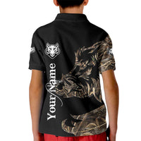 Personalized Boar Hunting Camouflage Kid Polo Shirt Wild Hog Silhouette and Black Tactical Camo - Wonder Print Shop