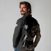 Personalized Boar Hunting Camouflage Long Sleeve Polo Shirt Wild Hog Silhouette and Black Tactical Camo - Wonder Print Shop