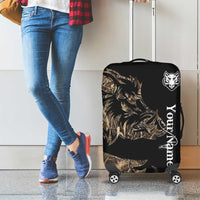 Personalized Boar Hunting Camouflage Luggage Cover Wild Hog Silhouette and Black Tactical Camo - Wonder Print Shop