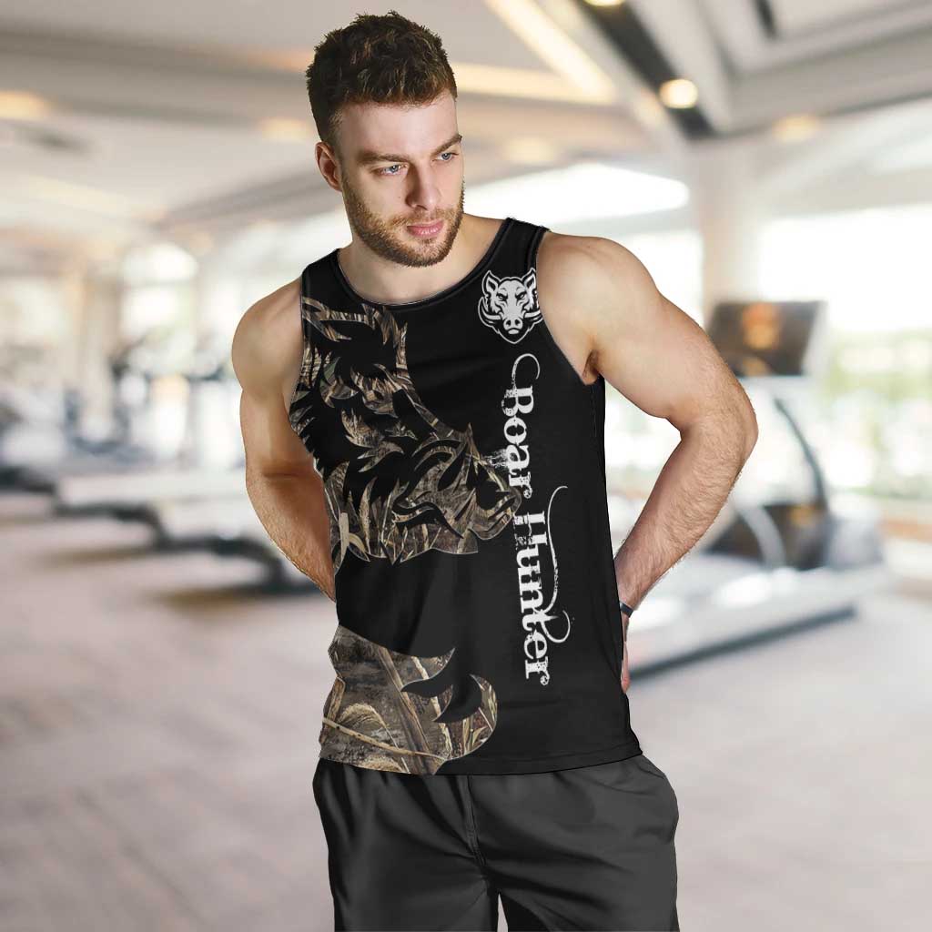 Personalized Boar Hunting Camouflage Men Tank Top Wild Hog Silhouette and Black Tactical Camo - Wonder Print Shop