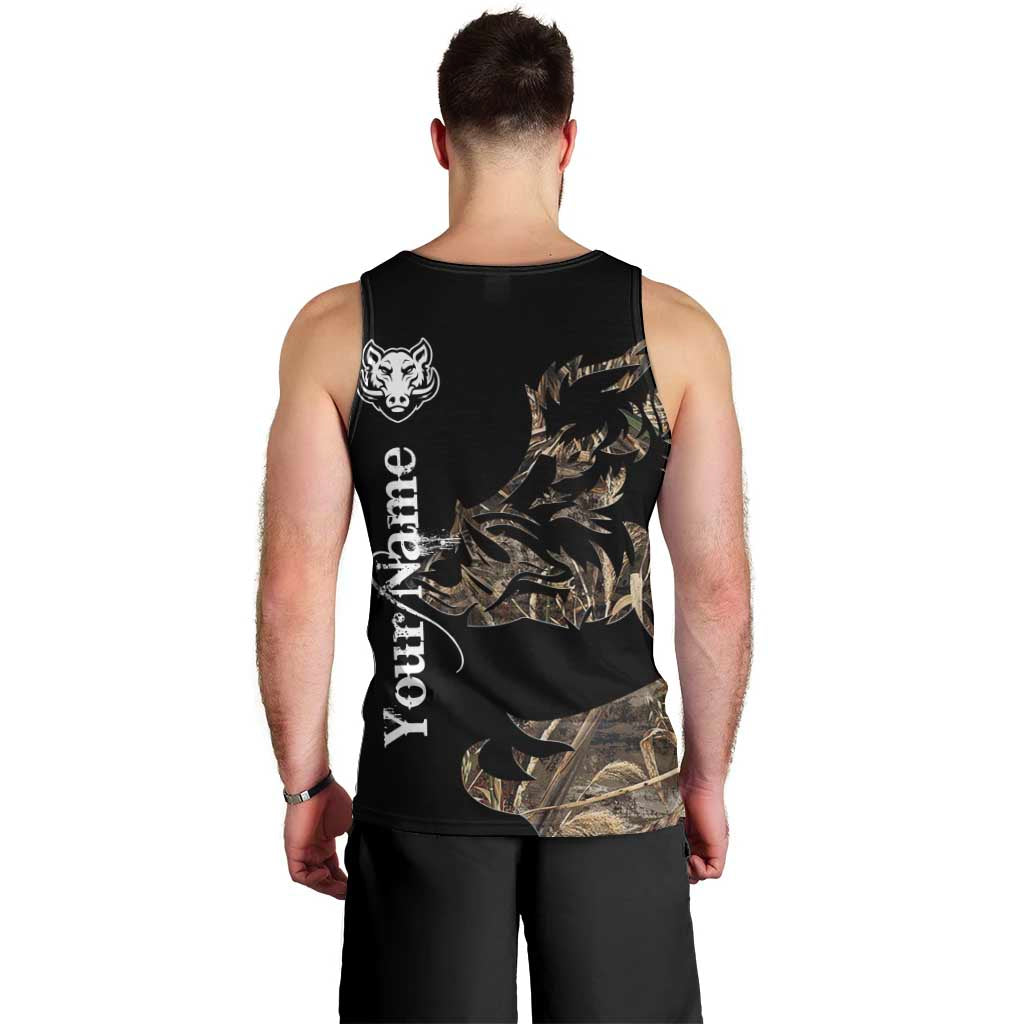 Personalized Boar Hunting Camouflage Men Tank Top Wild Hog Silhouette and Black Tactical Camo - Wonder Print Shop