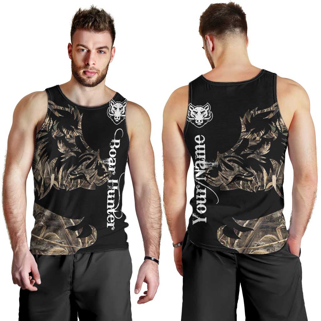 Personalized Boar Hunting Camouflage Men Tank Top Wild Hog Silhouette and Black Tactical Camo - Wonder Print Shop