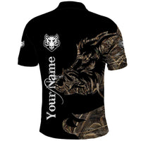 Personalized Boar Hunting Camouflage Polo Shirt Wild Hog Silhouette and Black Tactical Camo - Wonder Print Shop