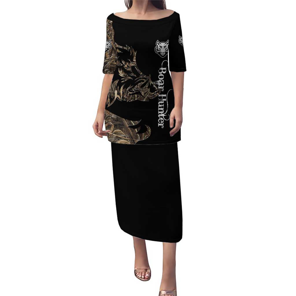 Personalized Boar Hunting Camouflage Puletasi Wild Hog Silhouette and Black Tactical Camo - Wonder Print Shop