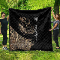 Personalized Boar Hunting Camouflage Quilt Wild Hog Silhouette and Black Tactical Camo - Wonder Print Shop