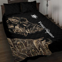 Personalized Boar Hunting Camouflage Quilt Bed Set Wild Hog Silhouette and Black Tactical Camo - Wonder Print Shop