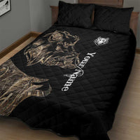 Personalized Boar Hunting Camouflage Quilt Bed Set Wild Hog Silhouette and Black Tactical Camo - Wonder Print Shop