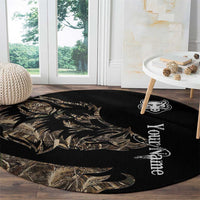Personalized Boar Hunting Camouflage Round Carpet Wild Hog Silhouette and Black Tactical Camo - Wonder Print Shop