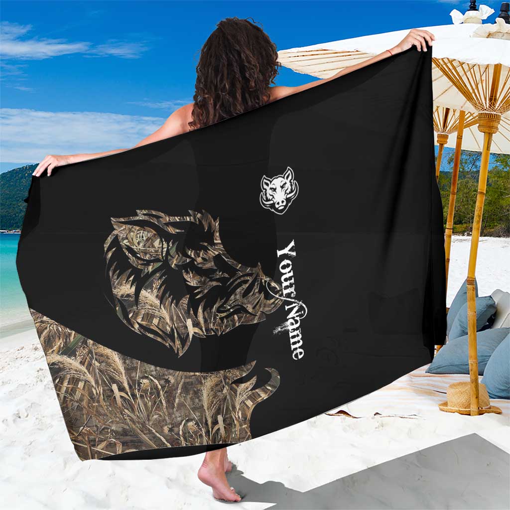 Personalized Boar Hunting Camouflage Sarong Wild Hog Silhouette and Black Tactical Camo - Wonder Print Shop