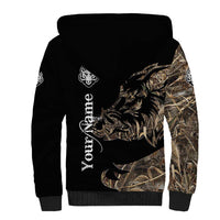 Personalized Boar Hunting Camouflage Sherpa Hoodie Wild Hog Silhouette and Black Tactical Camo - Wonder Print Shop