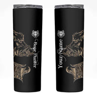 Personalized Boar Hunting Camouflage Skinny Tumbler Wild Hog Silhouette and Black Tactical Camo - Wonder Print Shop