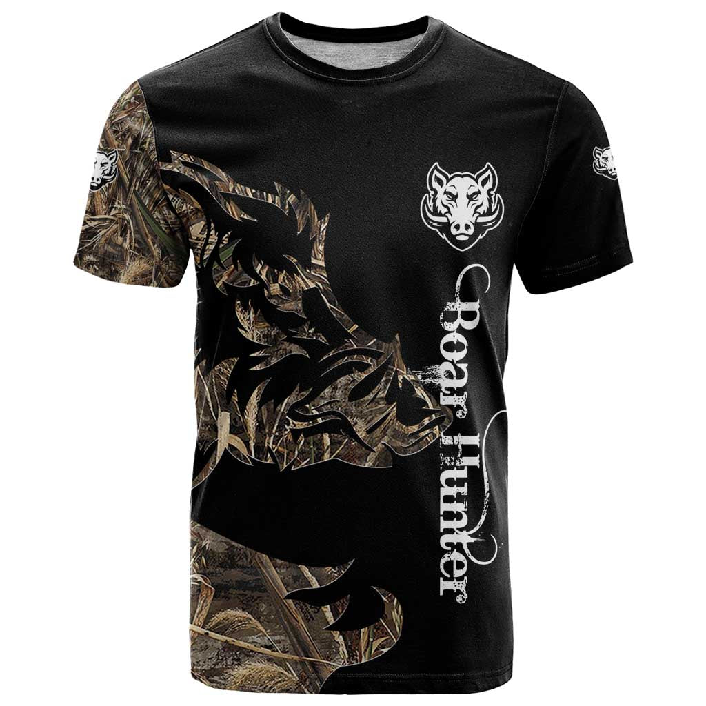 Personalized Boar Hunting Camouflage T Shirt Wild Hog Silhouette and Black Tactical Camo - Wonder Print Shop