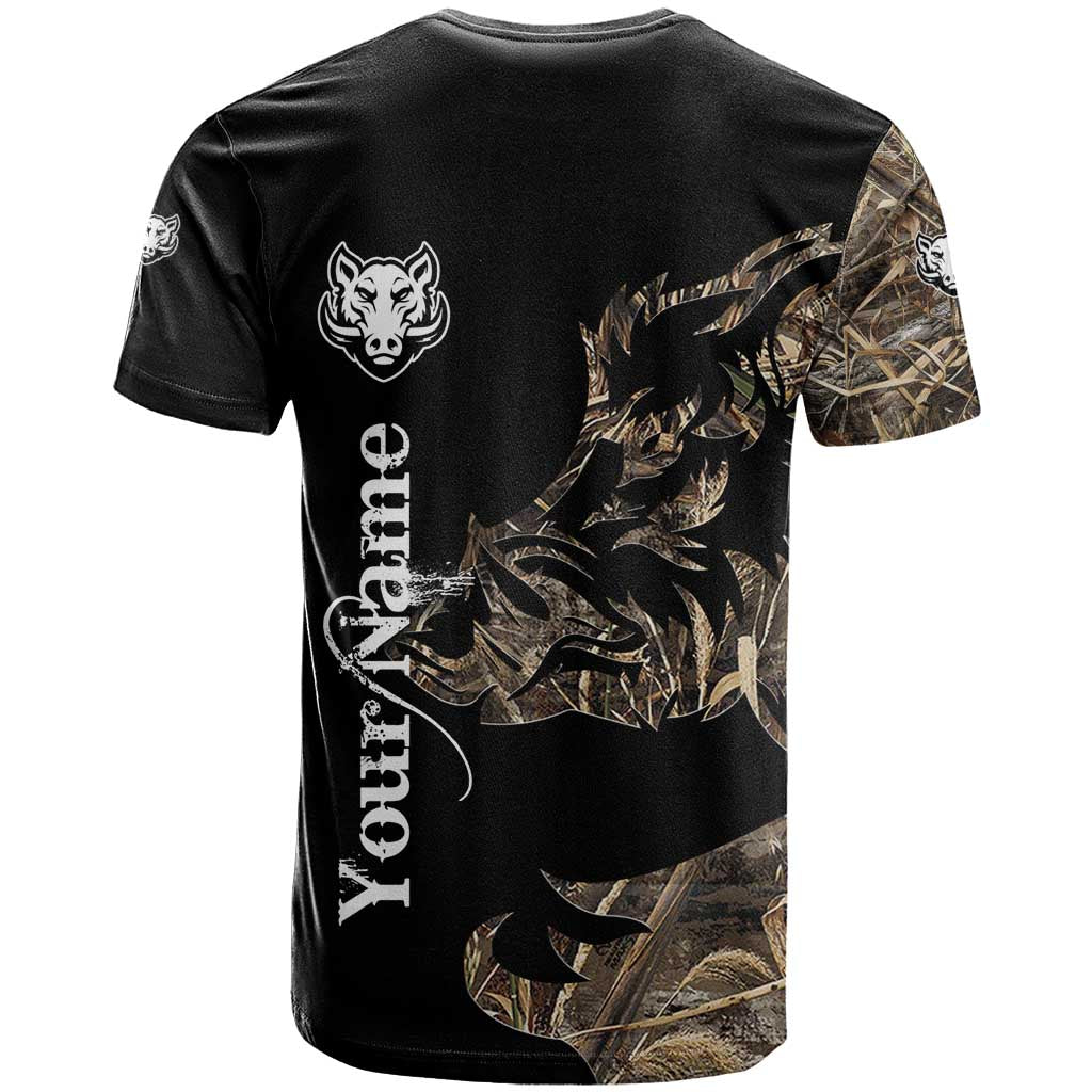 Personalized Boar Hunting Camouflage T Shirt Wild Hog Silhouette and Black Tactical Camo - Wonder Print Shop