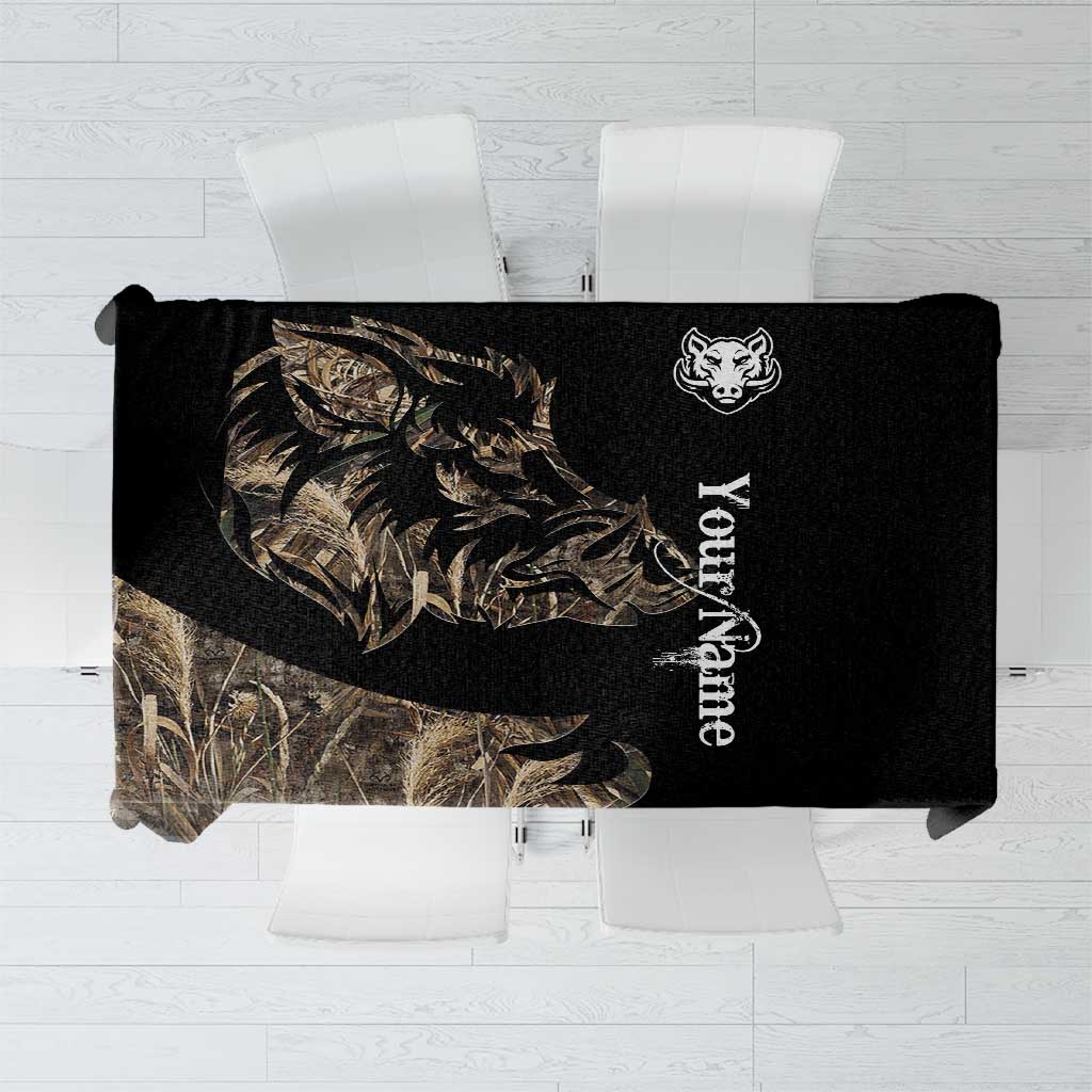 Personalized Boar Hunting Camouflage Tablecloth Wild Hog Silhouette and Black Tactical Camo - Wonder Print Shop