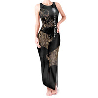 Personalized Boar Hunting Camouflage Tank Maxi Dress Wild Hog Silhouette and Black Tactical Camo - Wonder Print Shop