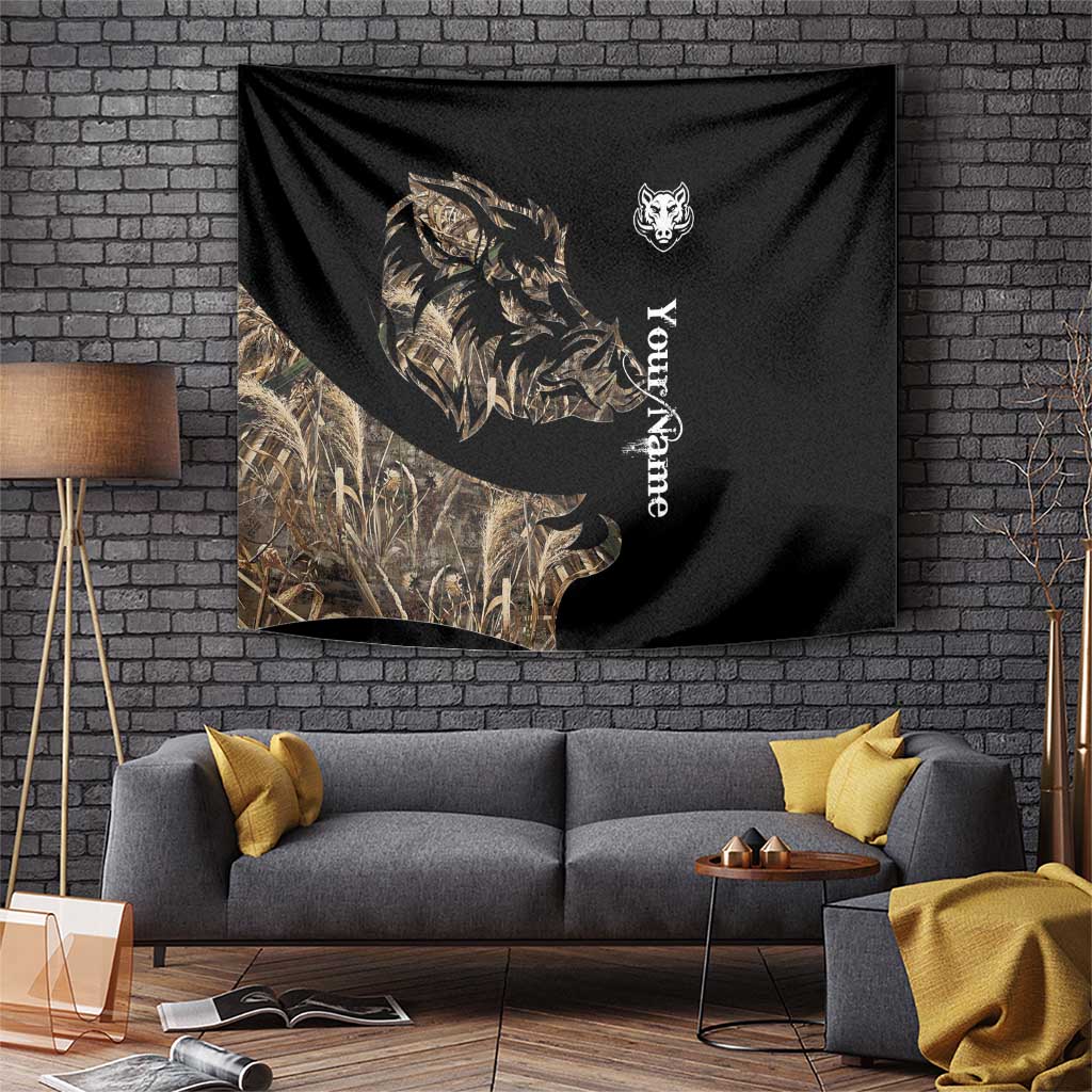 Personalized Boar Hunting Camouflage Tapestry Wild Hog Silhouette and Black Tactical Camo - Wonder Print Shop