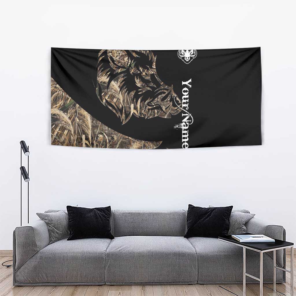 Personalized Boar Hunting Camouflage Tapestry Wild Hog Silhouette and Black Tactical Camo - Wonder Print Shop