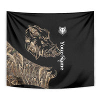 Personalized Boar Hunting Camouflage Tapestry Wild Hog Silhouette and Black Tactical Camo - Wonder Print Shop