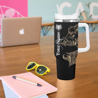 Personalized Boar Hunting Camouflage Tumbler With Handle Wild Hog Silhouette and Black Tactical Camo - Wonder Print Shop