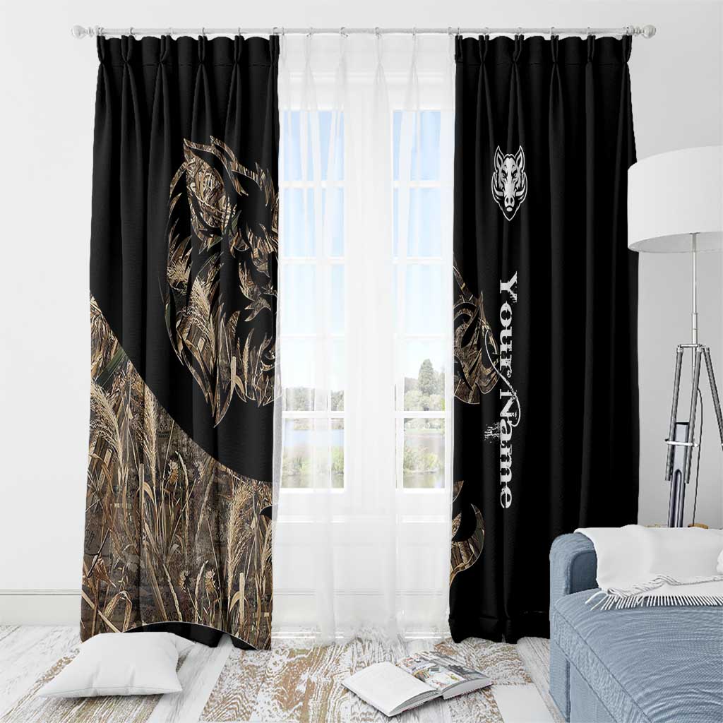 Personalized Boar Hunting Camouflage Window Curtain Wild Hog Silhouette and Black Tactical Camo - Wonder Print Shop