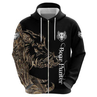 Personalized Boar Hunting Camouflage Zip Hoodie Wild Hog Silhouette and Black Tactical Camo - Wonder Print Shop