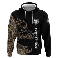 Personalized Boar Hunting Camouflage Zip Hoodie Wild Hog Silhouette and Black Tactical Camo - Wonder Print Shop