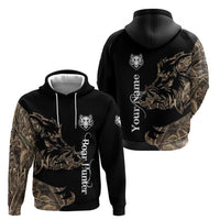 Personalized Boar Hunting Camouflage Zip Hoodie Wild Hog Silhouette and Black Tactical Camo - Wonder Print Shop