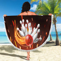 Personalized Bowling Ball and Pins Beach Blanket Fiery Motion Trail and Spark Effect Design - Wonder Print Shop