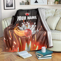 Personalized Bowling Ball and Pins Blanket Fiery Motion Trail and Spark Effect Design - Wonder Print Shop